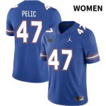 Women's Florida Gators #47 Justin Pelic NCAA Jordan Brand Royal NIL 2022 Authentic Stitched College Football Jersey MQE1462BH